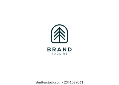 tree lineart vector template design logo