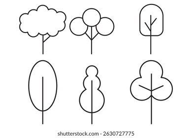 Tree lines simple  icon set Editable stroke in minimalistic outline style. 