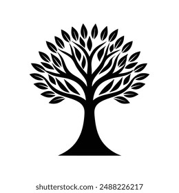 Tree linocut silhouette vector, perfect for printable design projects and digital use.