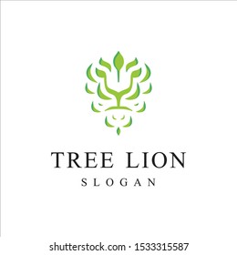 Tree lion logo design vector