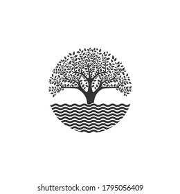 Tree of live in water abstract Logo design vector template
