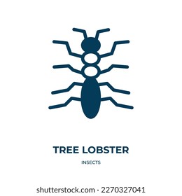 tree lobster vector icon. tree lobster, lobster, tree filled icons from flat insects concept. Isolated black glyph icon, vector illustration symbol element for web design and mobile apps