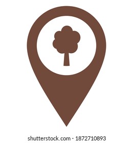 Tree and location pin on white