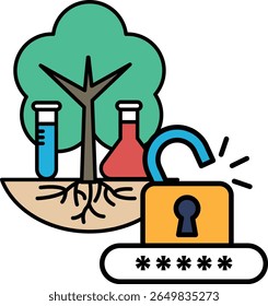 A tree with a lock on it and a tree with a lock on it. The lock is a symbol of protection and security
