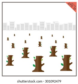 tree loggers natural green white building conserve treat value vector