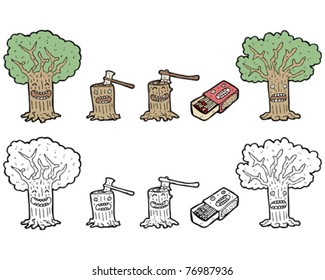 tree logging cartoons