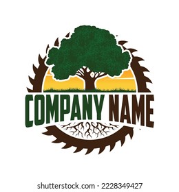 Tree logging logo, wood cutter logo