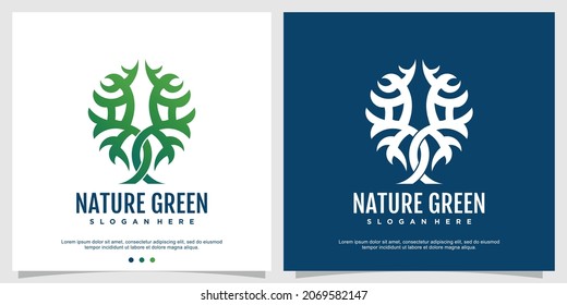 Tree logo abstract with creative style Premium Vector