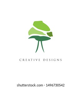 Tree Logo abstract design vector template. Eco Green Organic Oak Plant Logo type concept icon.