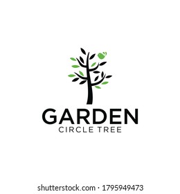 Tree Logo abstract design vector template Negative space style. Eco Green Organic Oak Plant Logotype concept icon.