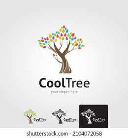 Tree Logo abstract design vector template Negative space style