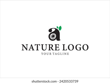 Tree Logo art design with circle space style. Eco Green Organic Plant Logotype icon. vector illustration