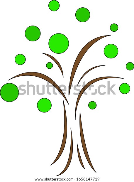 tree logo\
bright round leaves around brown branches object on white\
background nature and environment\
concept