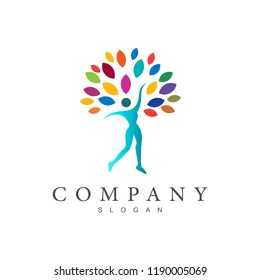 tree logo,  tree logo by symbolizing the association +  life icon, symbol of yoga sports