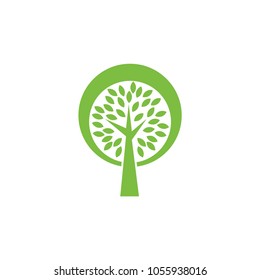 tree logo, circle with tree logo design vector