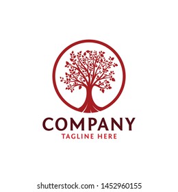 tree logo / circle line / nature / lush leaf 