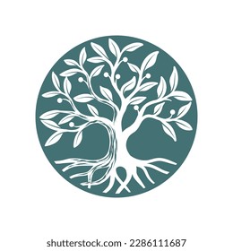 Tree Logo circle shape design vector template. Organic Natural Plant Garden Park Logotype concept icon