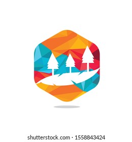 Tree Logo in Circle Shape. Nature Landscape Logo Design.
