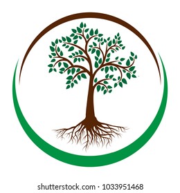 Tree Logo With Circle, Logo, Symbol, Leaf branch,