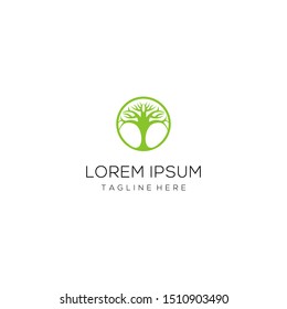 Tree  logo Circle  vector design template .