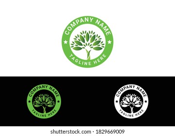 Tree logo circle vector design template