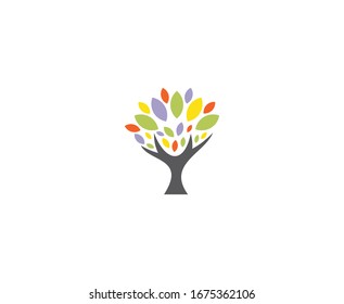 Icono vectorial colorido del logotipo del árbol 
