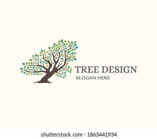 Tree logo concept. Abstract, balance and life design template. Vector illustration 