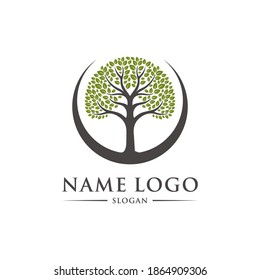Tree logo concept. Abstract, balance and life design template. Vector illustration