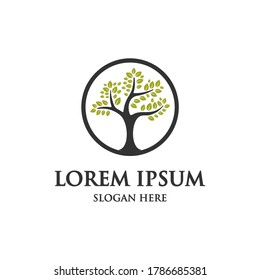 tree logo concept with circle badge element for business company.