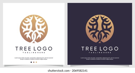 Tree logo concept with creative style Premium Vector