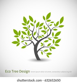 Tree logo concept of a stylized vector tree with leaves and branches, with space for text. Ecological logotype tree