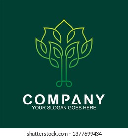 tree logo in continuous line shape