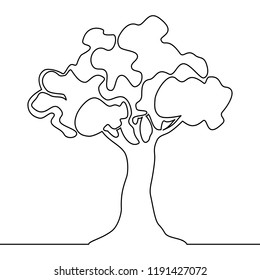 Tree logo continuous one line drawing of nature tree vector illustration