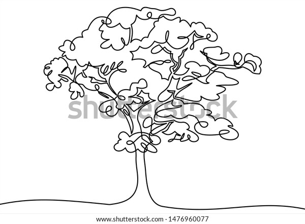 Tree Logo Continuous One Line Drawing Stock Vector (Royalty Free ...