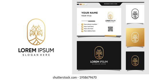 Tree logo with creative concept and business card design. Natural, Tree logo template Premium Vector