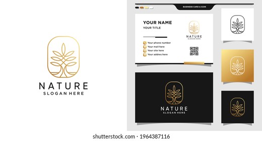 Tree logo with creative concept. Logo and business card design Premium Vector