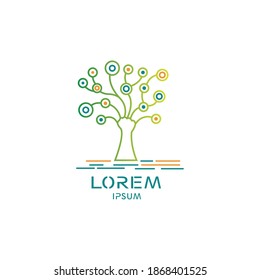 logotipo de árbol tecnología de ilustración creativa diseño electrónico plantilla vectorial moderna color