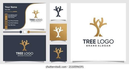 Tree logo design with creative abstract concept Premium Vector