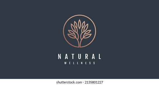 Tree logo design with creative element concept Premium Vector