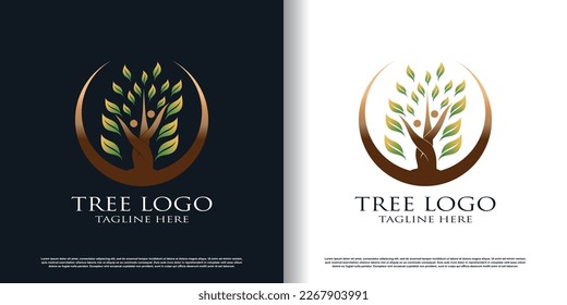 tree logo design with cretive concept premium vector