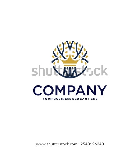 tree logo design with crown