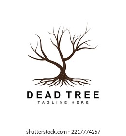 Logo-Design, Dead Tree Illustration, Wildbaumschneiden, Global Warming Vector, Erddürre, Symbole für Produktmarken