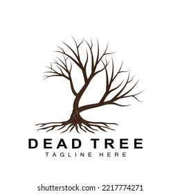 Tree Logo Design, Dead Tree Illustration, Wild Tree Cutting, Global Warming Vector, Earth Drought, Product Brand Icons