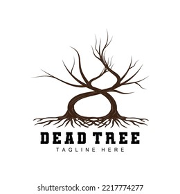 Tree Logo Design, Dead Tree Illustration, Wild Tree Cutting, Global Warming Vector, Earth Drought, Product Brand Icons