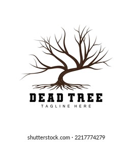 Tree Logo Design, Dead Tree Illustration, Wild Tree Cutting, Global Warming Vector, Earth Drought, Product Brand Icons