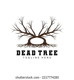 Tree Logo Design, Dead Tree Illustration, Wild Tree Cutting, Global Warming Vector, Earth Drought, Product Brand Icons