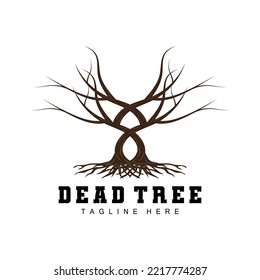 Logo-Design, Dead Tree Illustration, Wildbaumschneiden, Global Warming Vector, Erddürre, Symbole für Produktmarken