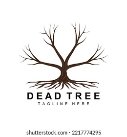 Logo-Design, Dead Tree Illustration, Wildbaumschneiden, Global Warming Vector, Erddürre, Symbole für Produktmarken