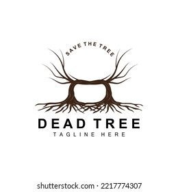 Tree Logo Design, Dead Tree Illustration, Wild Tree Cutting, Global Warming Vector, Earth Drought, Product Brand Icons