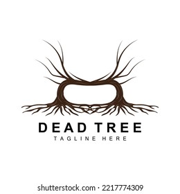 Tree Logo Design, Dead Tree Illustration, Wild Tree Cutting, Global Warming Vector, Earth Drought, Product Brand Icons